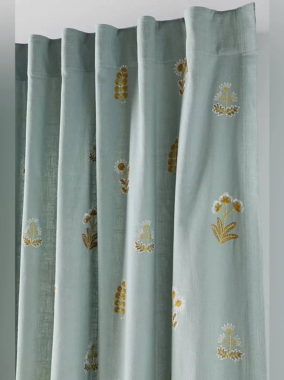 Anthropologie Rosalie Cotton Embroidered Floral Curtain NEW 1 Panel